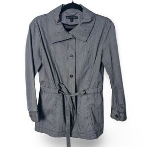 Lafayette 148 New York Women’s Pinstripe Belted Cotton Jacket Black White Sz. P